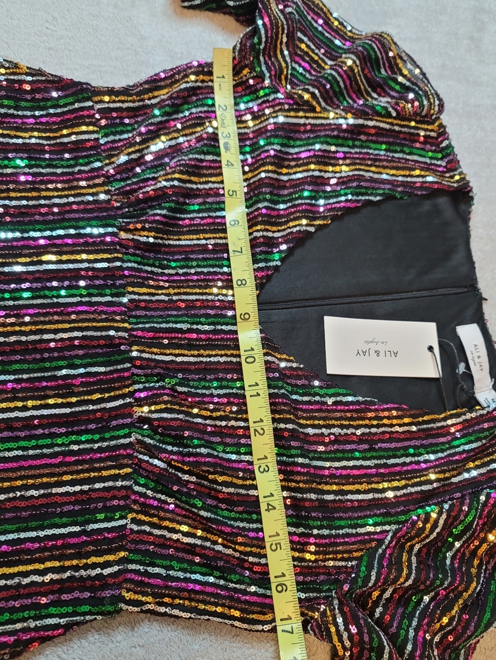 Ali & Jay Rainbow Sequin Stripe Mini Dress - NWT Size M - Picture 5 of 7